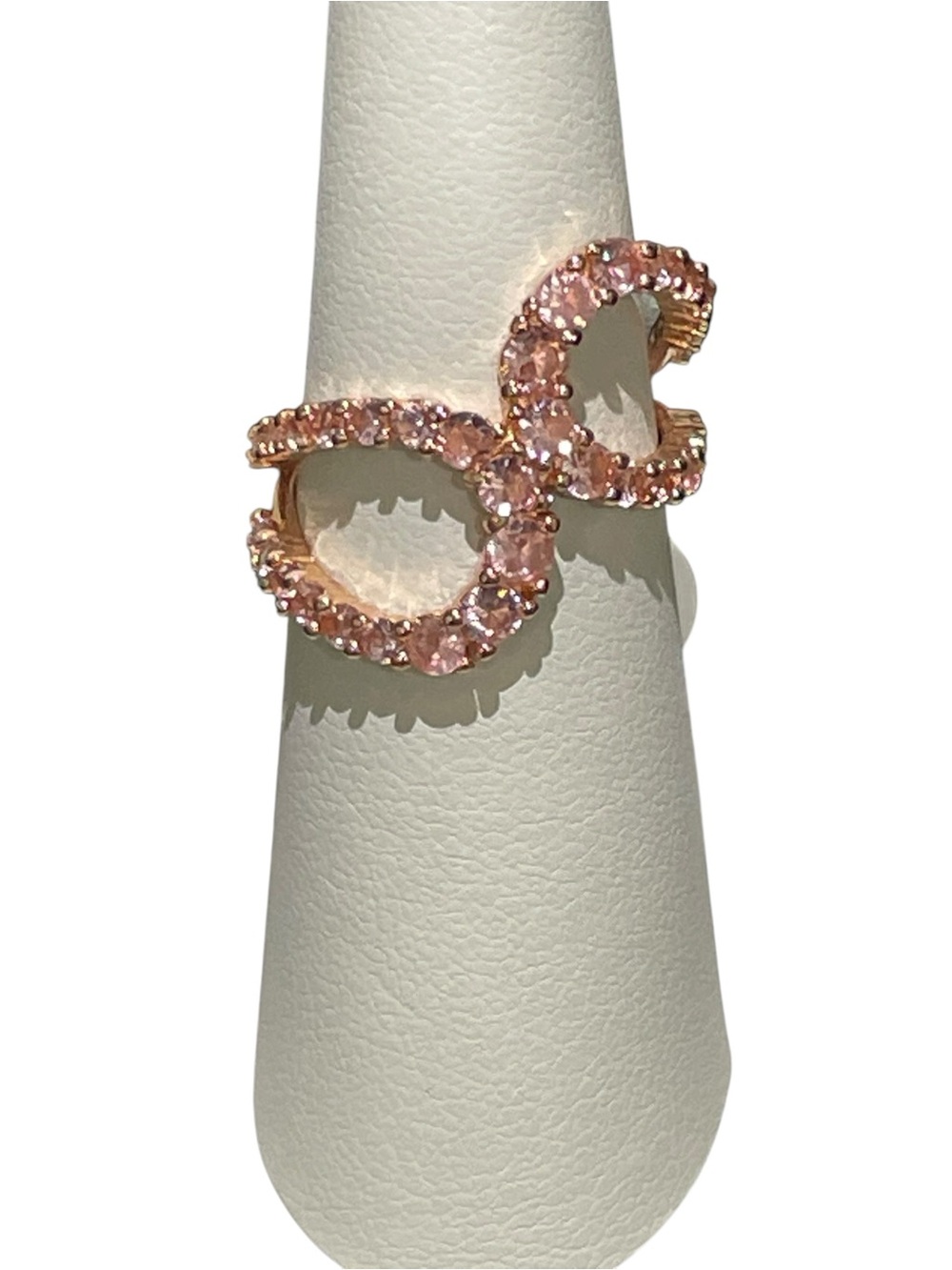Bomb Party RG60500- “Infinity Wave Ring” Rose Gold/Rose Quartz- size 6, New